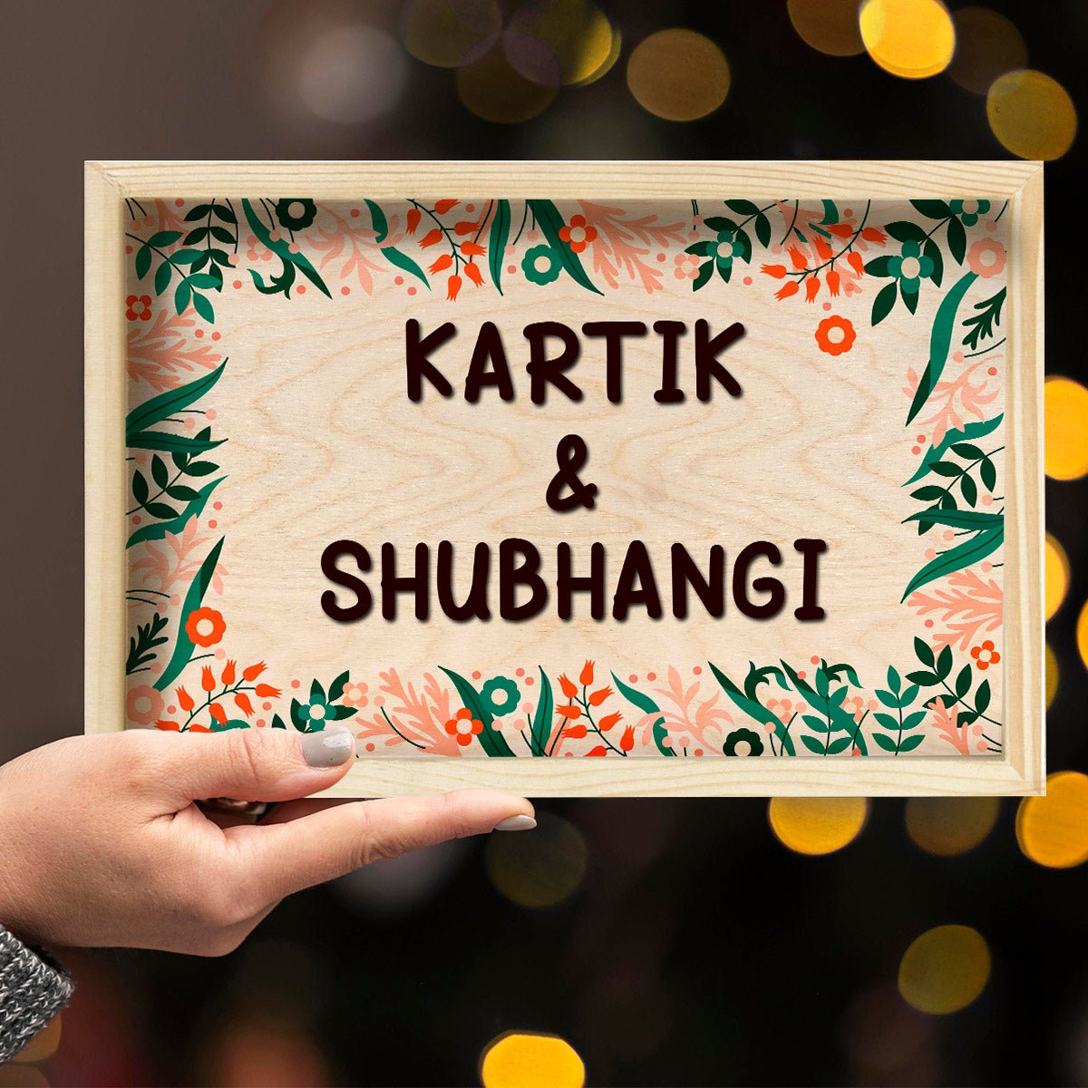 Printed Floral Frame Name plate | Personalized - Sblossom