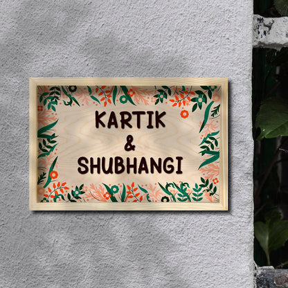 Printed Floral Frame Name plate | Personalized - Sblossom