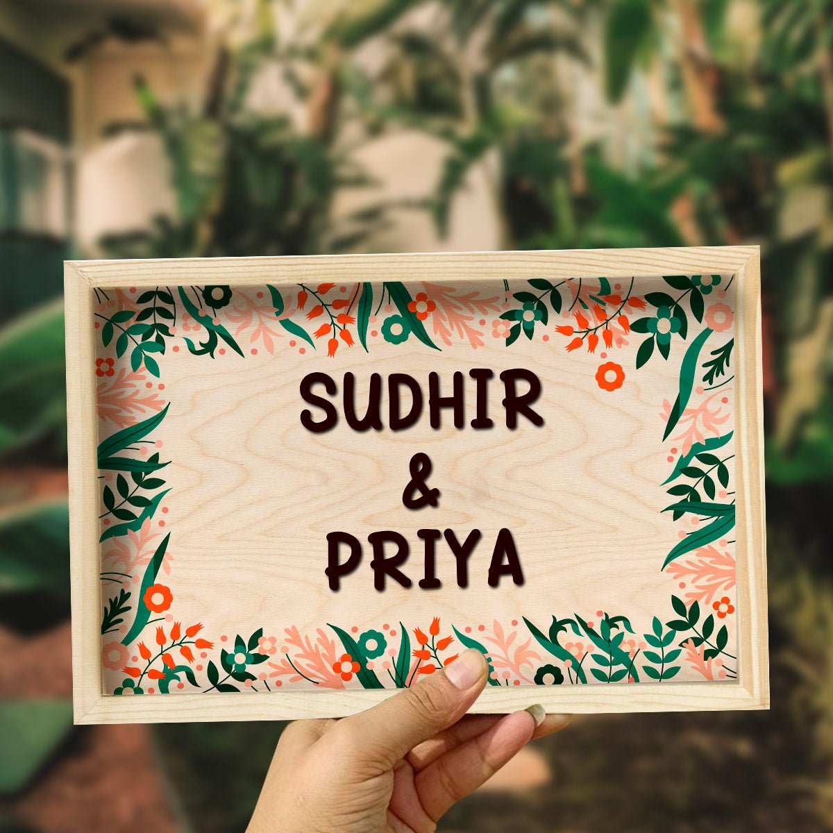 Printed Floral Frame Name plate | Personalized - Sblossom