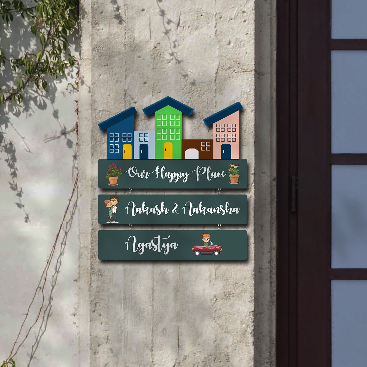 Printed Name Plate Design – Clean Family for House Door - Sblossom