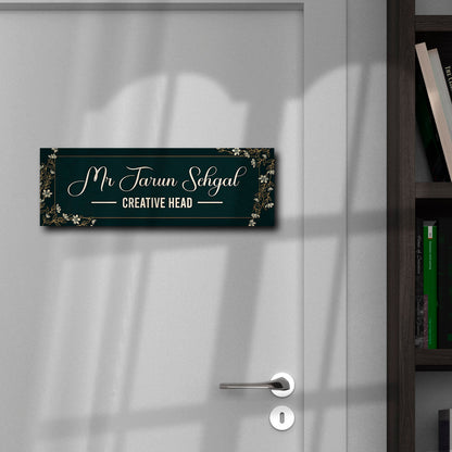 Professional Name Plate Design – Green Gold Floral - Sblossom