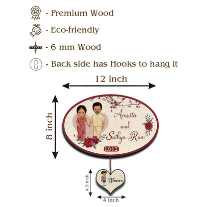 Punjabi Couple Name Plate for House in Wood with Custom Names - Sblossom