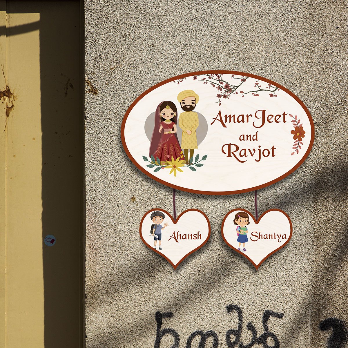 Punjabi Family Name Plate Design for Home - Sblossom