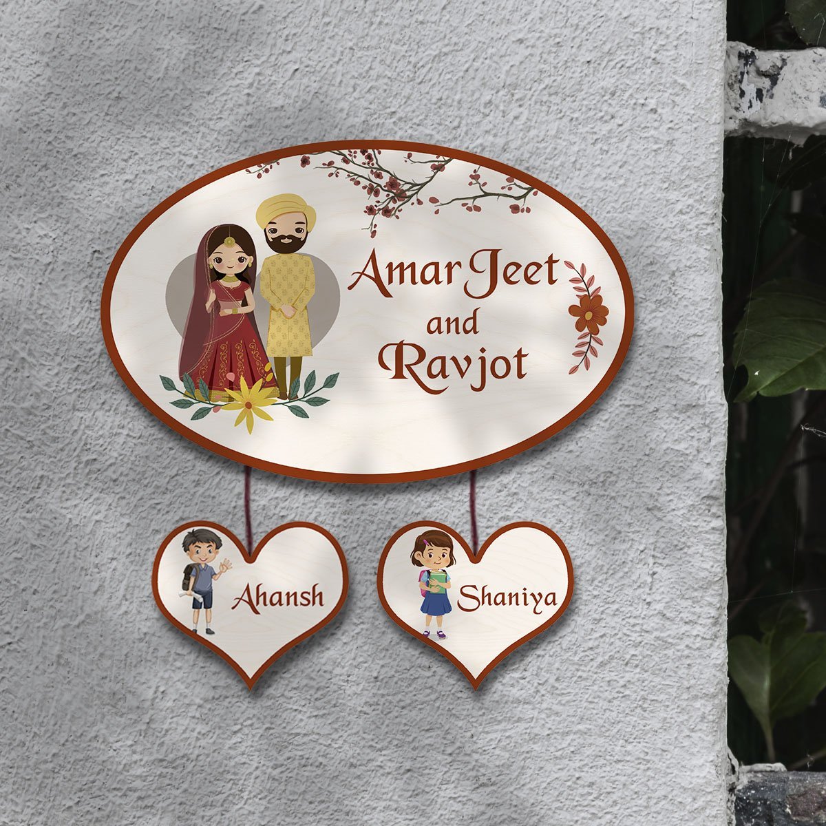 Punjabi Family Name Plate Design for Home - Sblossom