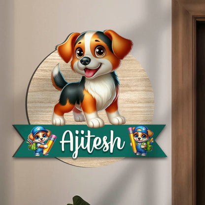 Puppy Name Plate for Kids Room — Wooden Beagle - Sblossom