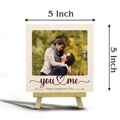 Puzzle Couple Wood Print with Personalized Photo Piece Design - Sblossom