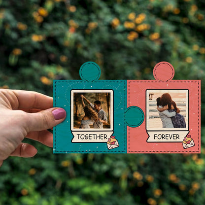 Puzzle Photo Magnets in Wood with Personalized Piece Print Design - Sblossom