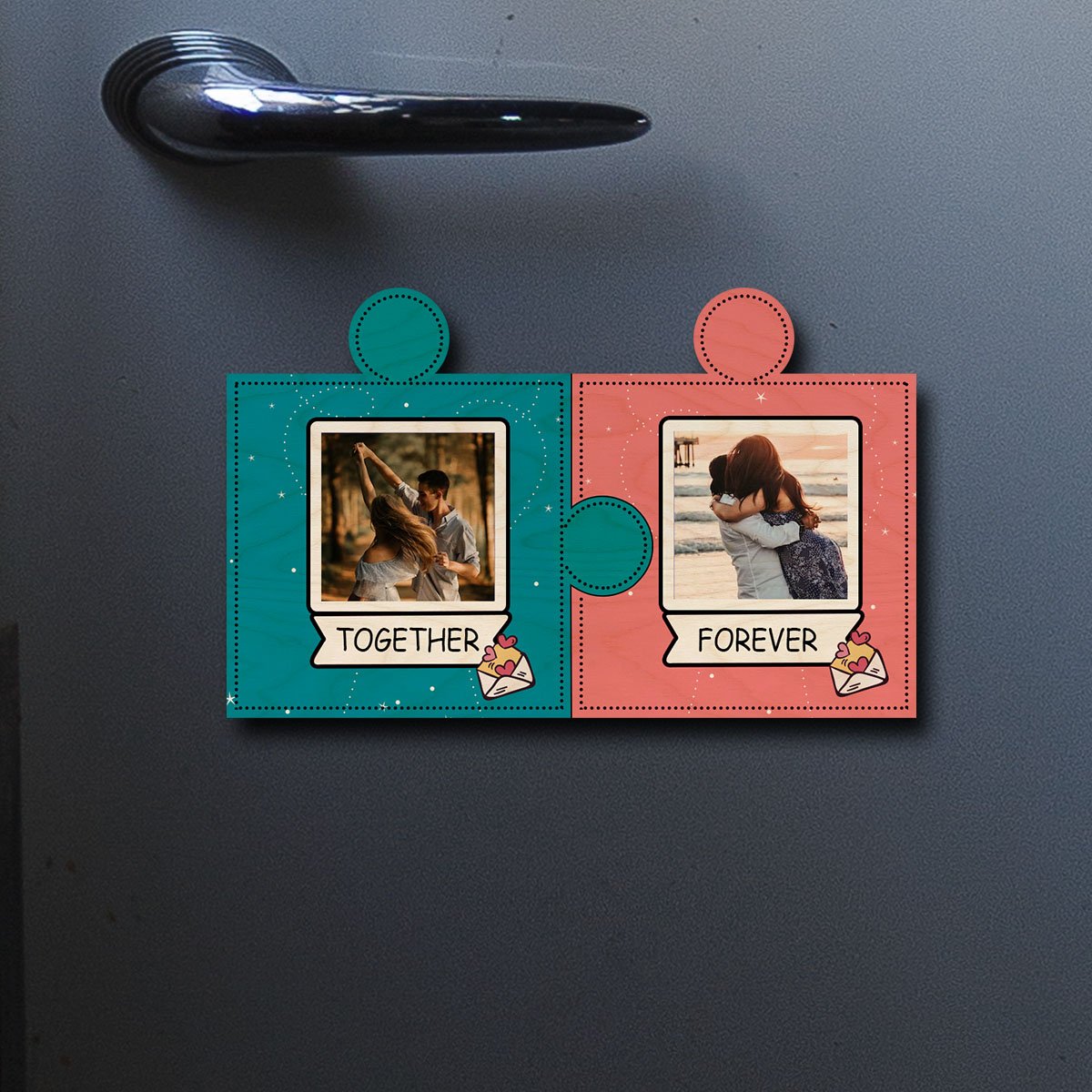Puzzle Photo Magnets in Wood with Personalized Piece Print Design - Sblossom