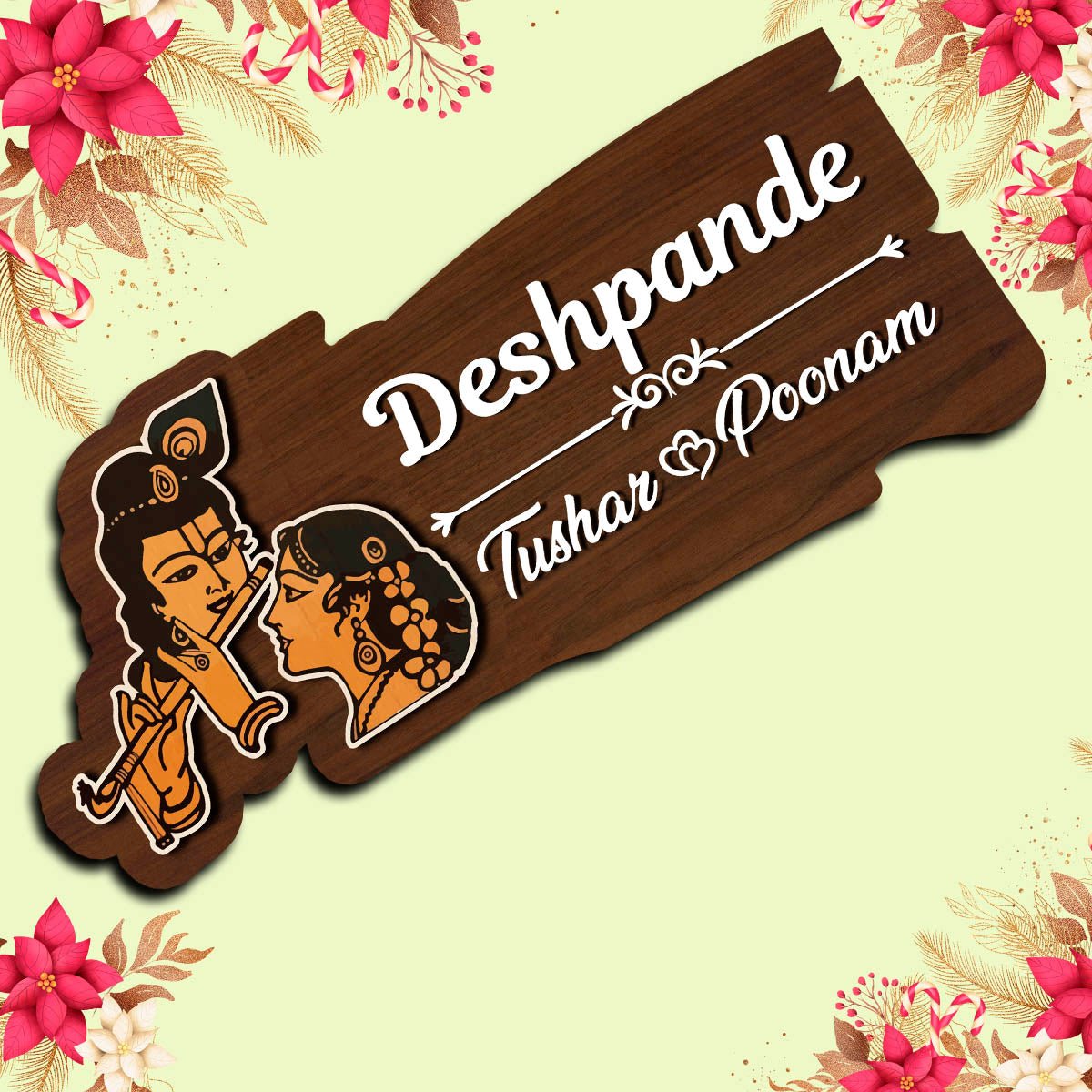 Radha Krishna Name Plate for Home - Sblossom