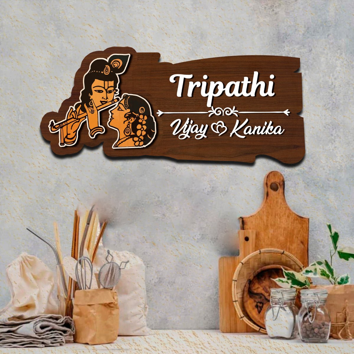 Radha Krishna Name Plate for Home - Sblossom