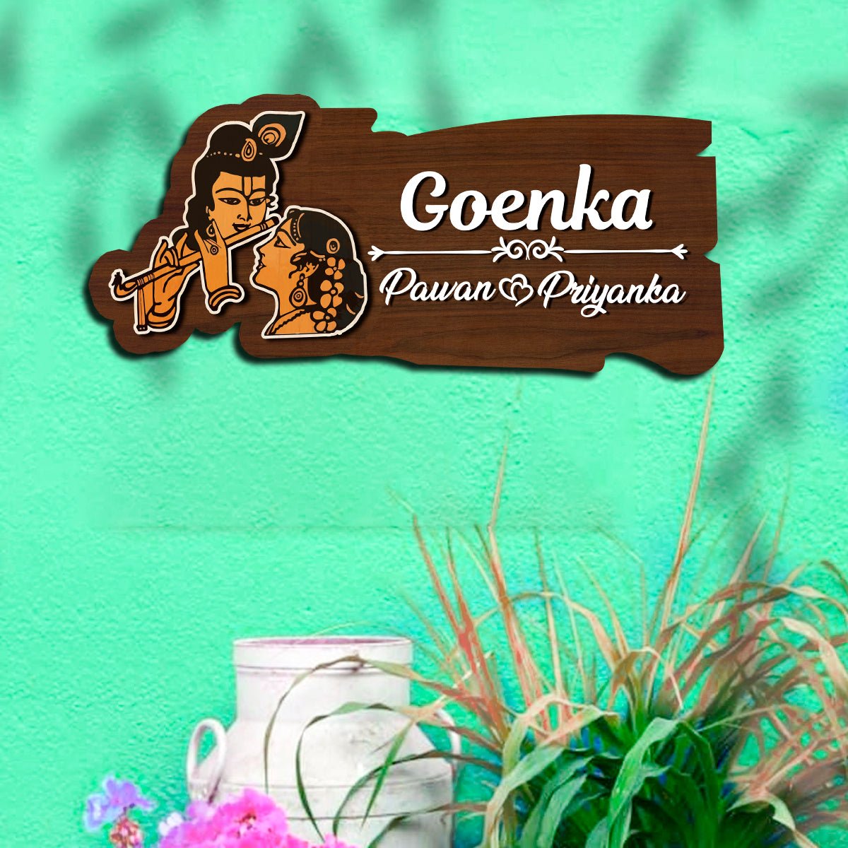 Radha Krishna Name Plate for Home - Sblossom