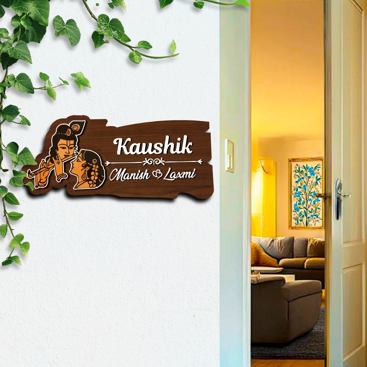 Radha Krishna Name Plate for Home - Sblossom
