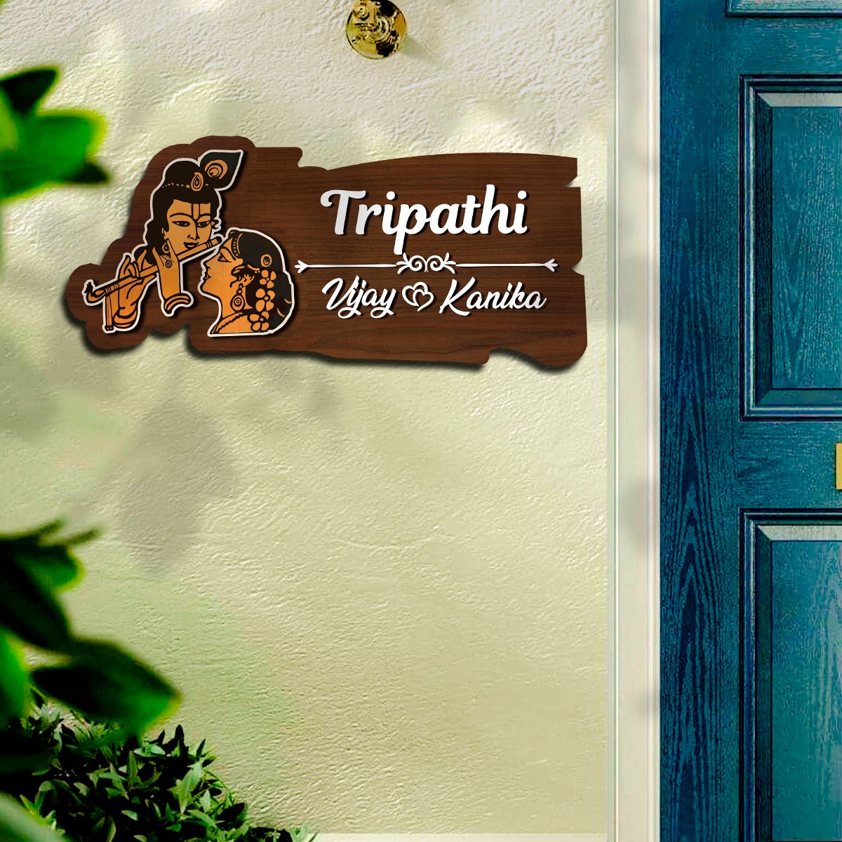 Radha Krishna Name Plate for Home - Sblossom