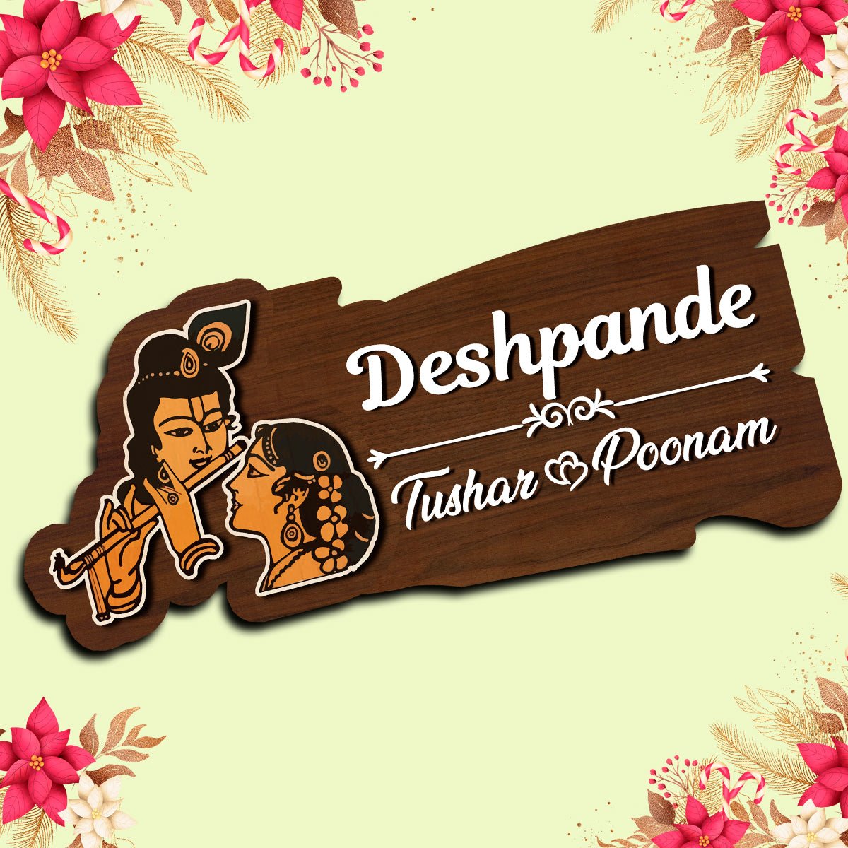 Radha Krishna Name Plate for Home - Sblossom