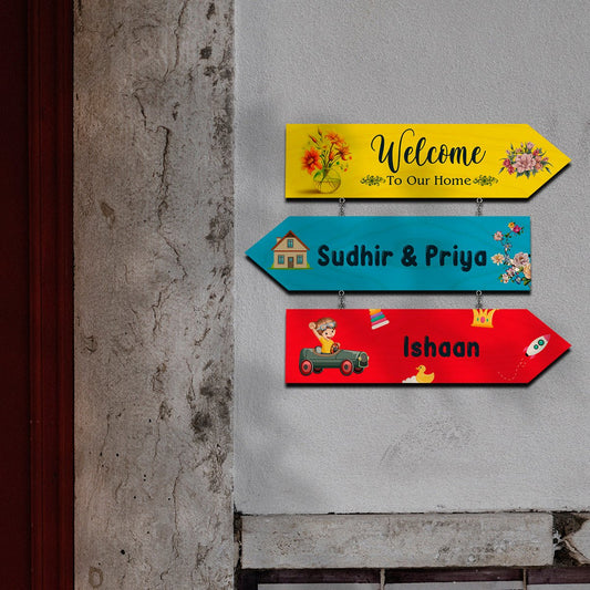 Rainbow House Color Name Plate for Front Door - Sblossom