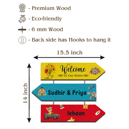 Rainbow House Color Name Plate for Front Door - Sblossom