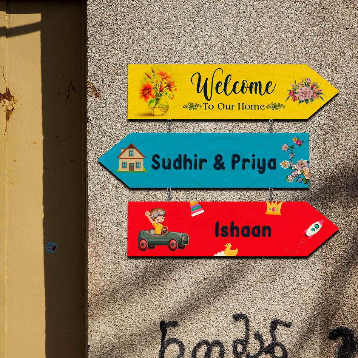 Rainbow House Color Name Plate for Front Door - Sblossom