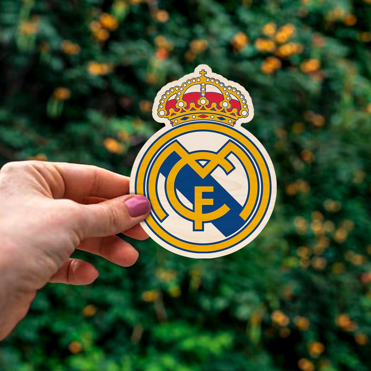 Real Madrid Fridge Magnet in Wood with Royal Crown Crest Design - Sblossom