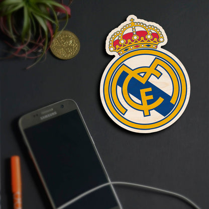 Real Madrid Fridge Magnet in Wood with Royal Crown Crest Design - Sblossom