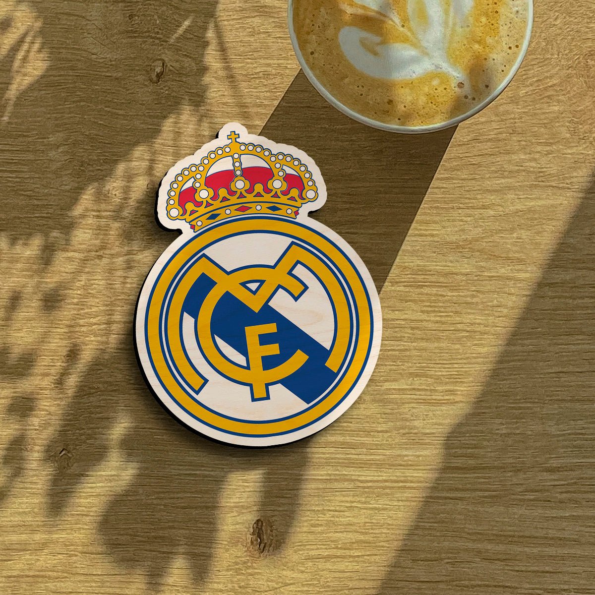 Real Madrid Fridge Magnet in Wood with Royal Crown Crest Design - Sblossom