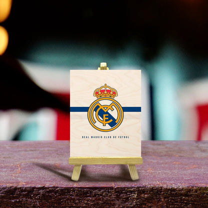 Real Madrid Minimalist Wood Print with Stand for Football Fans - Sblossom