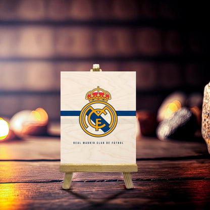Real Madrid Minimalist Wood Print with Stand for Football Fans - Sblossom