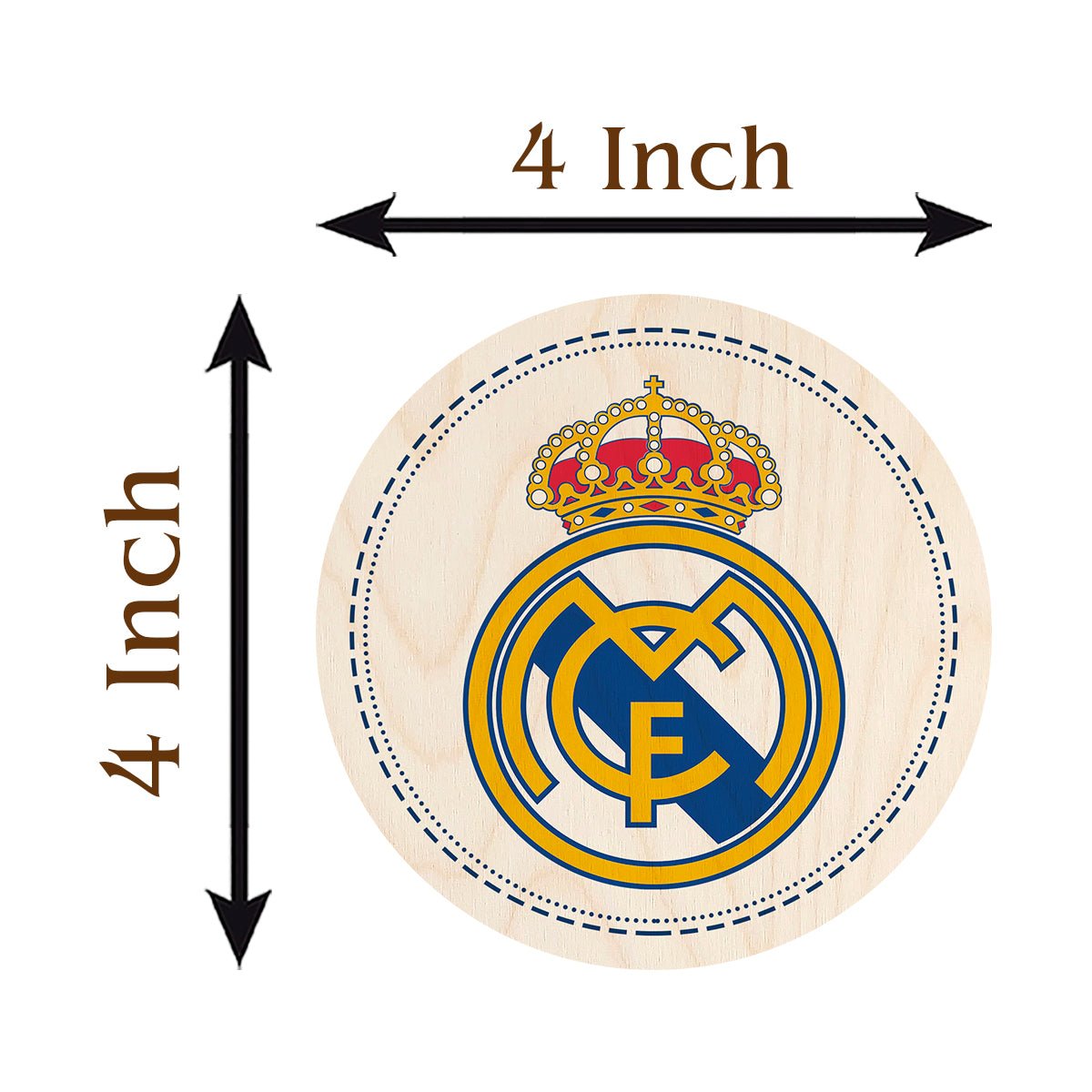 Real Madrid Wooden Coaster Set with Round Football Crest Design - Sblossom
