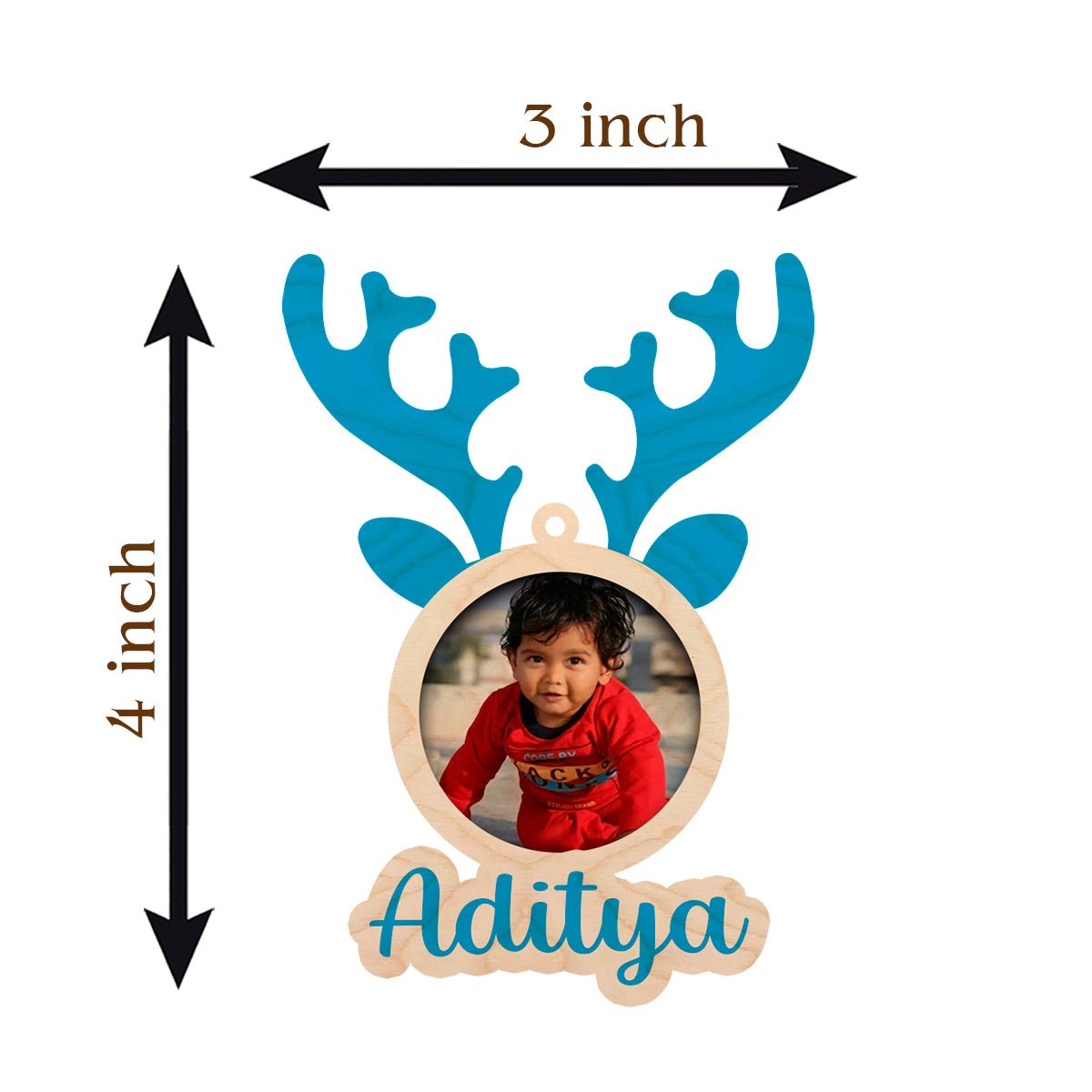 Reindeer Christmas Ornament for Kids with Photo and Name - Sblossom
