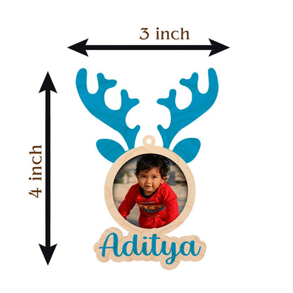 Reindeer Christmas Ornament for Kids with Photo and Name - Sblossom