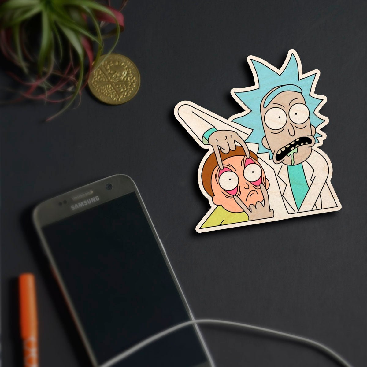 Rick and Morty Fridge Magnet in Wood with Cutout Kitchen Decor - Sblossom