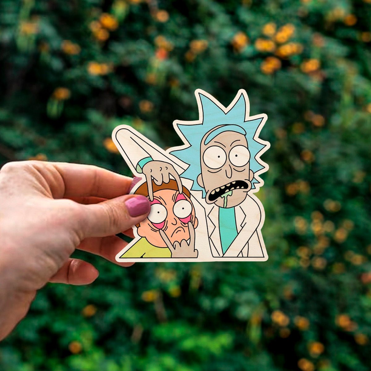 Rick and Morty Fridge Magnet in Wood with Cutout Kitchen Decor - Sblossom