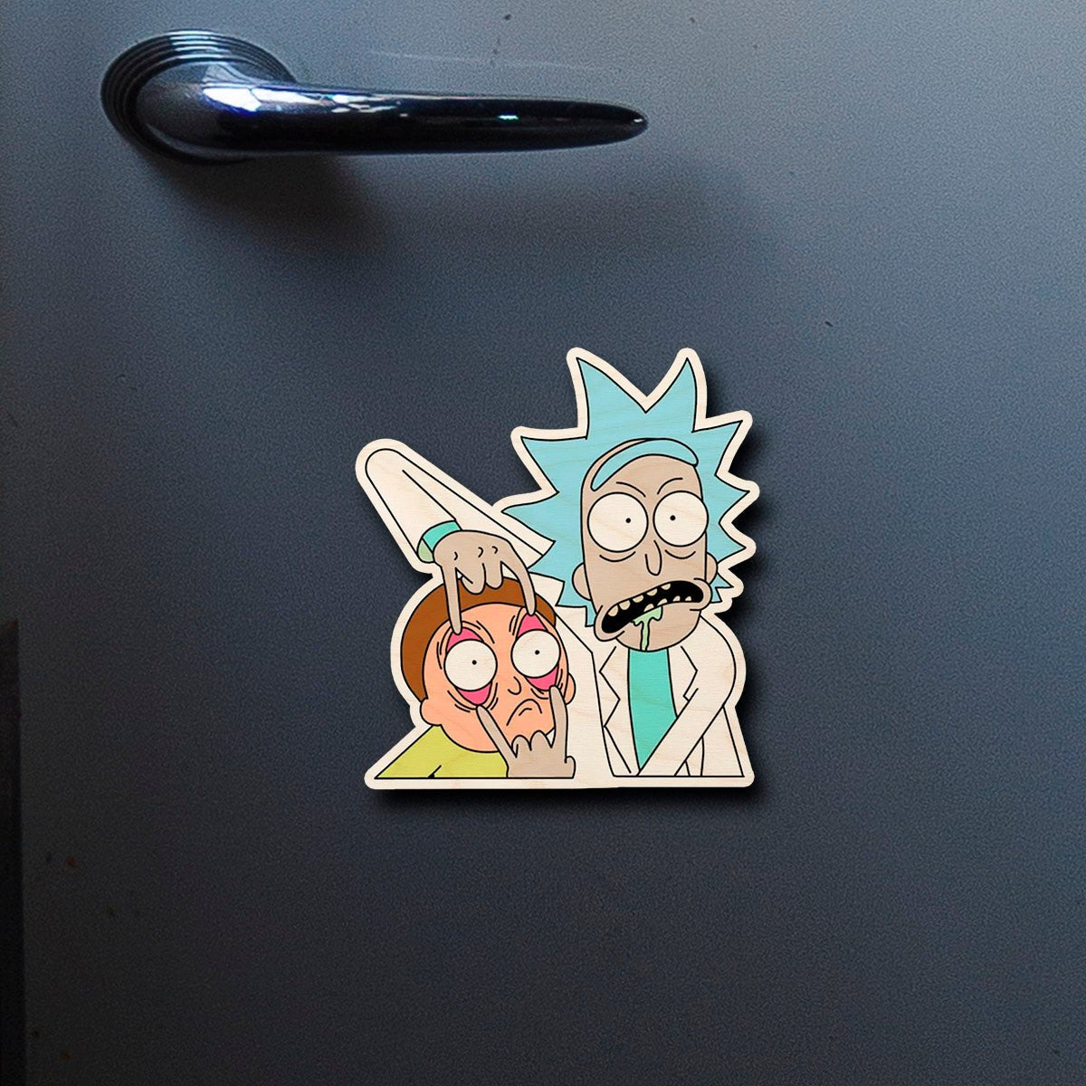 Rick and Morty Fridge Magnet in Wood with Cutout Kitchen Decor - Sblossom