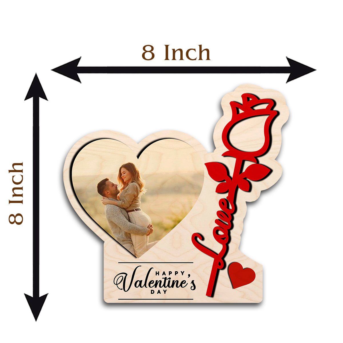 Romantic Photo Frame in Wood with Personalized Couple Picture - Sblossom