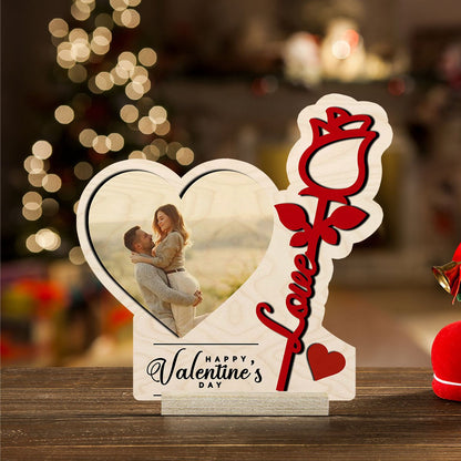 Romantic Photo Frame in Wood with Personalized Couple Picture - Sblossom
