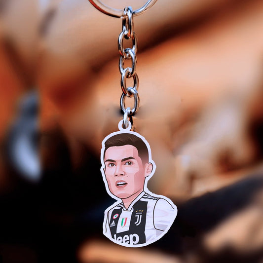 Ronaldo Football Keychain in Wood with Juventus Fan Design - Sblossom