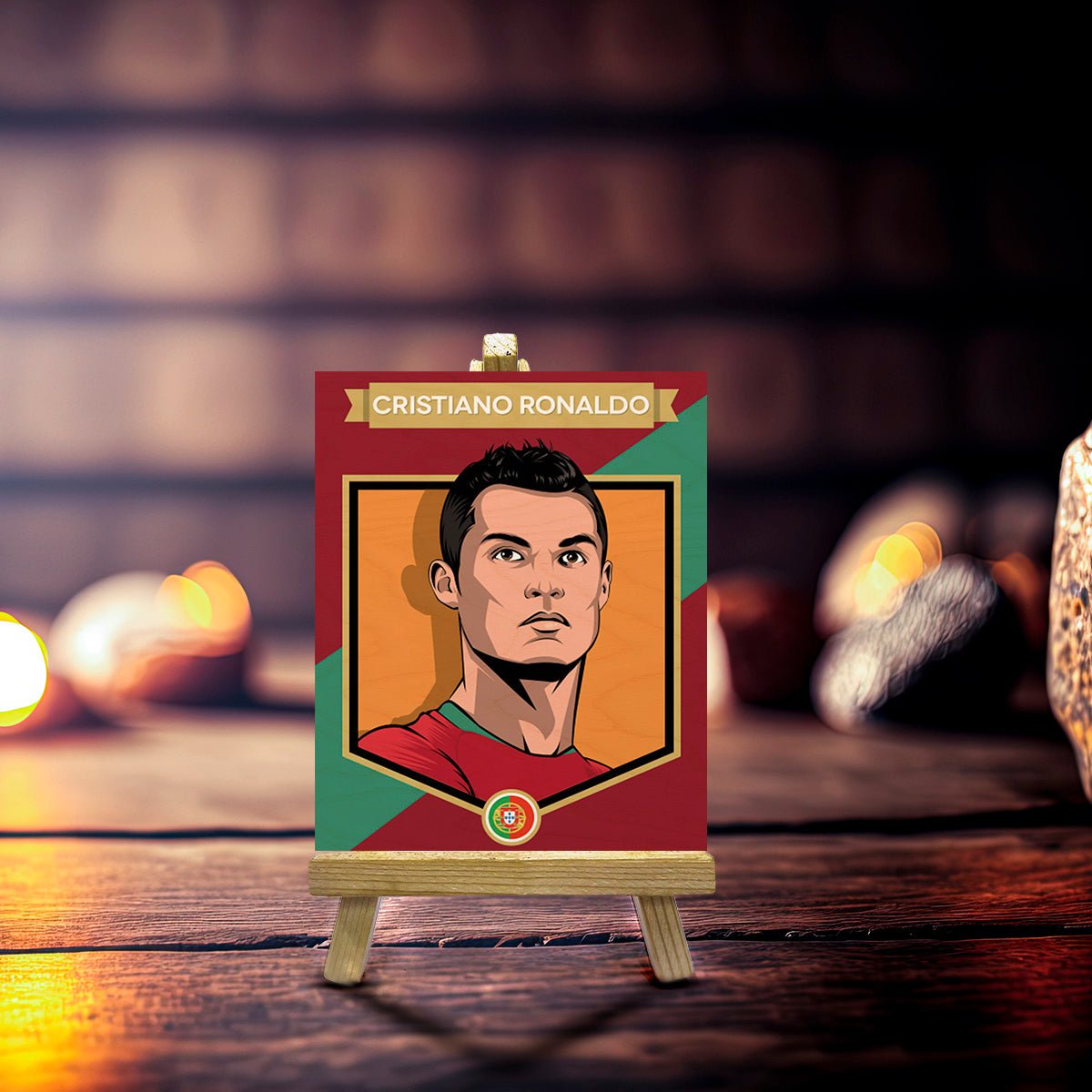 Ronaldo Minimalist Wood Print with Stand for Football Fans - Sblossom