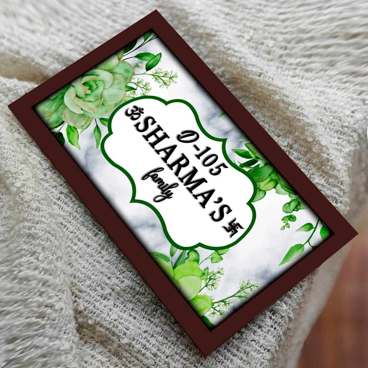 Rose-Corner Family Name Plate for Door – Framed - Sblossom