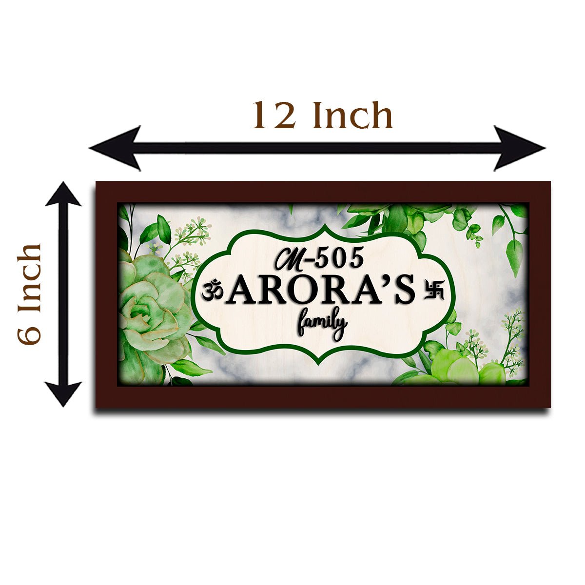 Rose-Corner Family Name Plate for Door – Framed - Sblossom