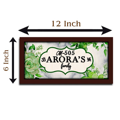 Rose-Corner Family Name Plate for Door – Framed - Sblossom