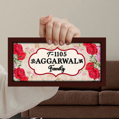 Rose-Corner Family Name Plate for Door – Framed - Sblossom