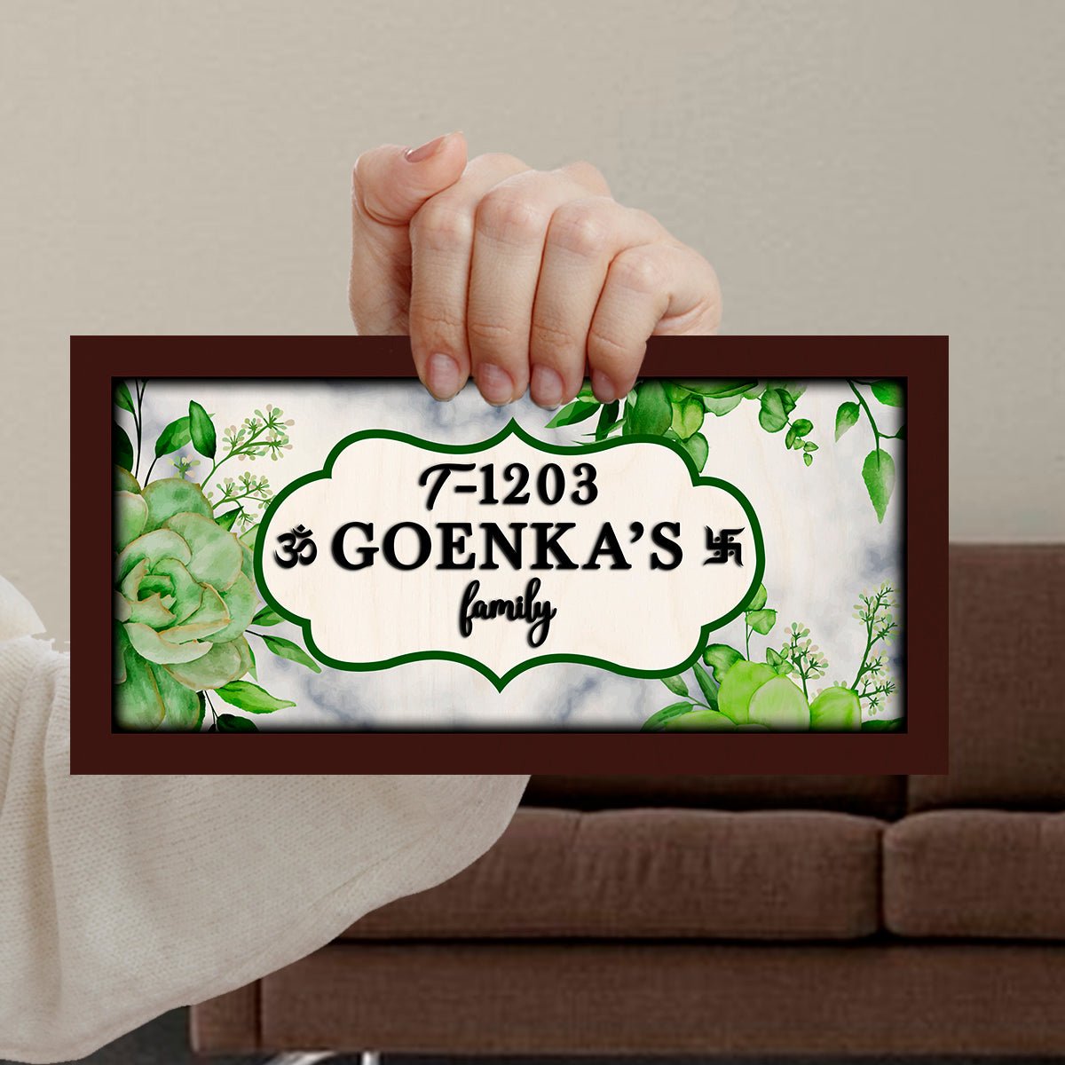 Rose-Corner Family Name Plate for Door – Framed - Sblossom