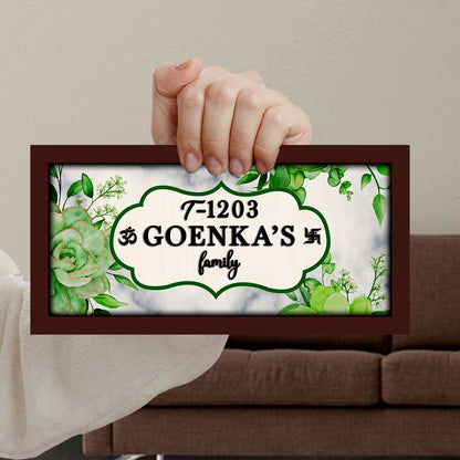Rose-Corner Family Name Plate for Door – Framed - Sblossom