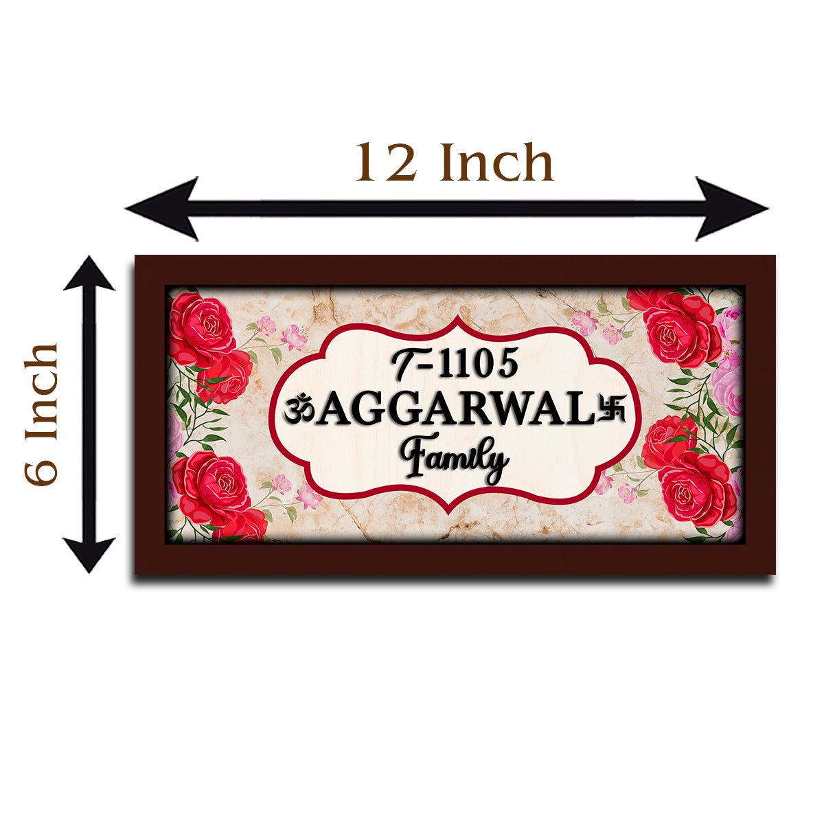 Rose-Corner Family Name Plate for Door – Framed - Sblossom