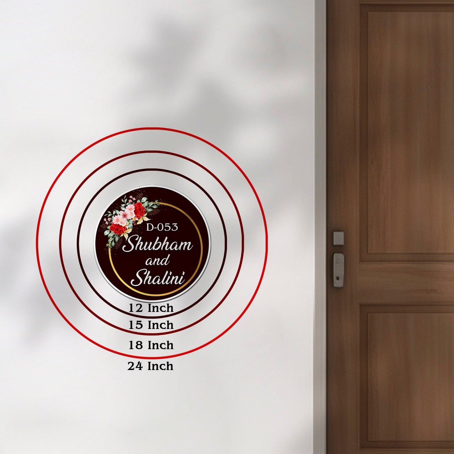 Rose Name Plate Design – Maroon Name Plate in 3D - Sblossom