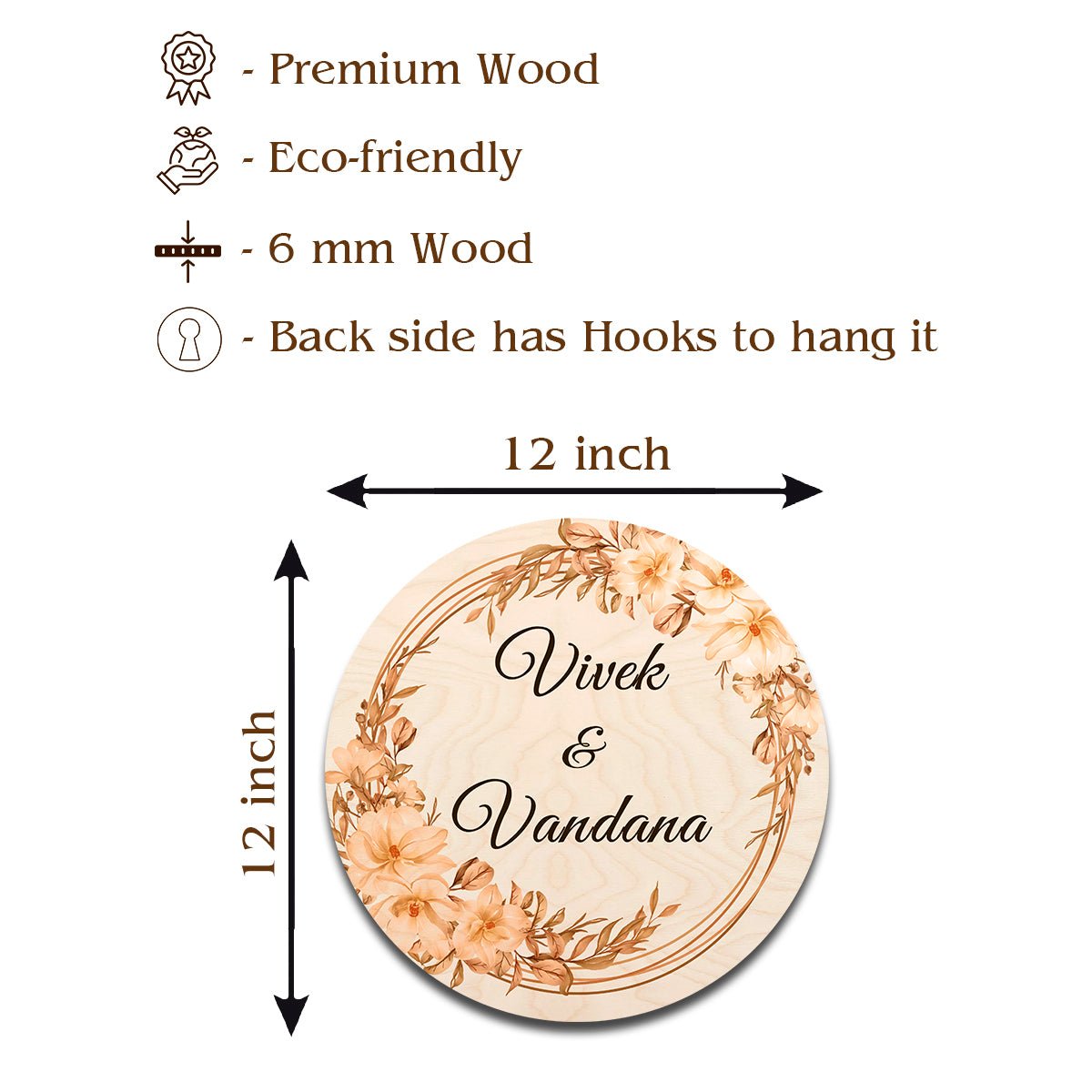 Round Design for House Name Plate – Floral Wreath - Sblossom