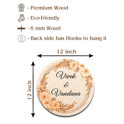 Round Design for House Name Plate – Floral Wreath - Sblossom