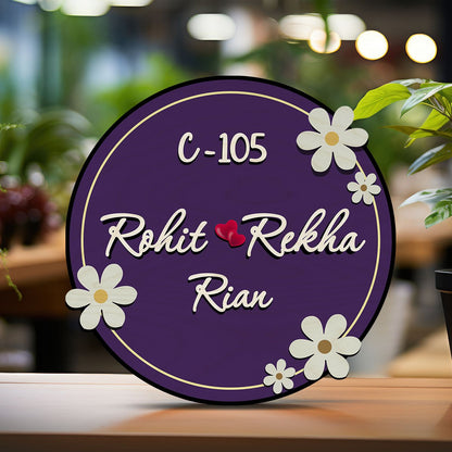 Round Name Plate Design – Daisy with 3D Acrylic Letters - Sblossom
