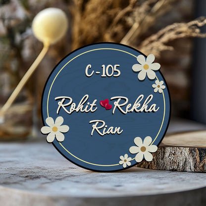 Round Name Plate Design – Daisy with 3D Acrylic Letters - Sblossom