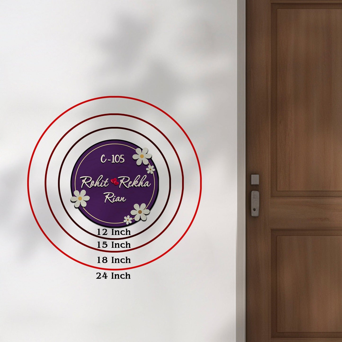 Round Name Plate Design – Daisy with 3D Acrylic Letters - Sblossom