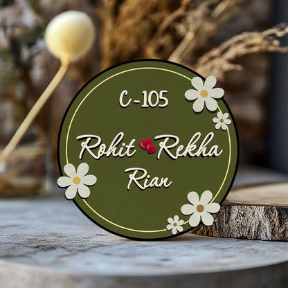 Round Name Plate Design – Daisy with 3D Acrylic Letters - Sblossom